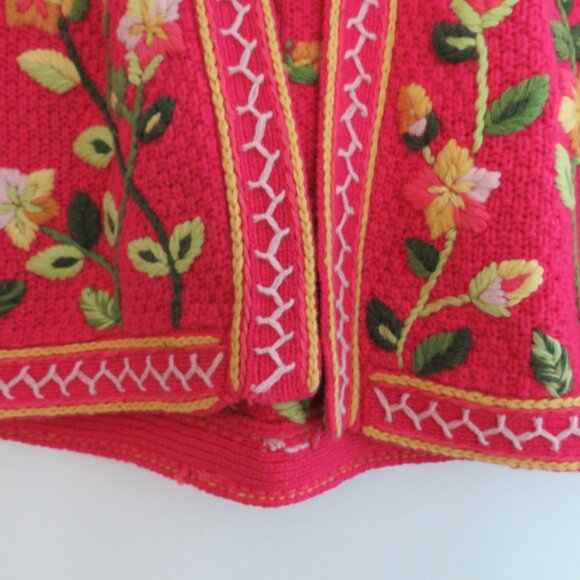 LOVESHACKFANCY Brighton Wool Blend Floral Knit Pink Cloak Cottagecore Coquette - Picture 9 of 16